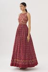 Buy_Label : Anushree_Maroon Block Print Silk Gown_Online_at_Aza_Fashions