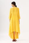 Shop_Label Anushree_Yellow Silk Round Bandhani Asymmetric Kurta And Pant Set  _at_Aza_Fashions