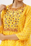 Label Anushree_Yellow Silk Round Bandhani Asymmetric Kurta And Pant Set  _at_Aza_Fashions