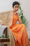 Labbada_Orange Chanderi Silk Round Anarkali With Dupatta _Online_at_Aza_Fashions