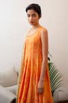 Buy_Labbada_Orange Chanderi Silk Round Anarkali With Dupatta _Online_at_Aza_Fashions