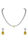 Buy_Anayah Jewellery_Silver Rhodium Studded Necklace Set_at_Aza_Fashions