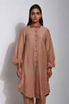 Buy_The Loom Art_Brown Handwoven Cotton Silk Shibori Tunic  _at_Aza_Fashions