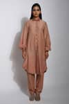 Buy_The Loom Art_Brown Handwoven Cotton Silk Shibori Tunic  _Online_at_Aza_Fashions