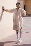 Shop_The Loom Art_White Handwoven Cotton Silk Shibori Tunic  _at_Aza_Fashions