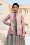 Buy_The Loom Art_Brown Matka Silk Shibori Jacket  _at_Aza_Fashions