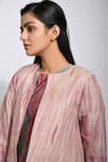 Shop_The Loom Art_Brown Matka Silk Shibori Jacket  _Online_at_Aza_Fashions