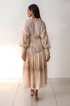Shop_The Loom Art_White Handwoven Cotton Silk Shibori Dress _at_Aza_Fashions