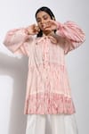 Buy_The Loom Art_Peach Cotton Silk Shibori Tunic  _at_Aza_Fashions