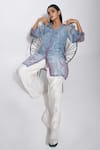 Buy_The Loom Art_Blue Pure Handwoven Silk Shibori Tunic  _Online_at_Aza_Fashions