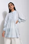 Buy_The Loom Art_Blue Cotton Silk Shibori Tunic  _at_Aza_Fashions