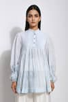 Shop_The Loom Art_Blue Cotton Silk Shibori Tunic  _Online_at_Aza_Fashions