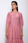 The Loom Art Pink Handwoven Cotton Silk Shibori Dress at Aza Fashions The Loom Art_Pink Handwoven Cotton Silk Shibori Dress _at_Aza_Fashions