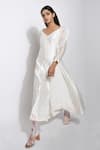 Buy_The Loom Art_White Pure Handwoven Silk Dress  _at_Aza_Fashions