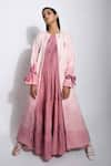 The Loom Art_Pink Handwoven Matka Silk Shibori Jacket  _Online_at_Aza_Fashions