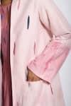 The Loom Art_Pink Handwoven Matka Silk Shibori Jacket  _at_Aza_Fashions