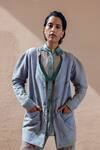 Buy The Loom Art Blue Matka Silk Embroidered Shibori Jacket at Aza Fashions Buy_The Loom Art_Blue Matka Silk Embroidered Shibori Jacket _at_Aza_Fashions