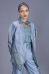 Shop The Loom Art Blue Matka Silk Embroidered Shibori Jacket Online at Aza Fashions Shop_The Loom Art_Blue Matka Silk Embroidered Shibori Jacket _Online_at_Aza_Fashions