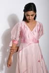 The Loom Art Pink Pure Handwoven Dupion Silk Shibori Dress Online at Aza Fashions The Loom Art_Pink Pure Handwoven Dupion Silk Shibori Dress _Online_at_Aza_Fashions