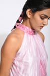 The Loom Art Pink Handwoven Dupion Silk Shibori Dress at Aza Fashions The Loom Art_Pink Handwoven Dupion Silk Shibori Dress _at_Aza_Fashions