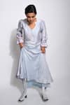 Shop_The Loom Art_Blue Pure Handwoven Silk Shibori Dress _Online_at_Aza_Fashions