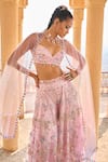 Buy_LASHKARAA_Pink Satin Embroidery Beads Sweetheart Cutdana And Sequin Butterfly Sharara Set _Online_at_Aza_Fashions