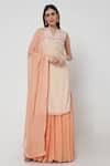 Buy_Labbada_Orange Kurta Georgette Silk Gharara Georgette Dupatta Chiffon Set _at_Aza_Fashions