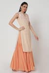 Labbada_Orange Kurta Georgette Silk Gharara Georgette Dupatta Chiffon Set _Online_at_Aza_Fashions