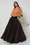 Buy_Labbada_Orange Lehenga Chanderi  Crop Top Crepe Embroidery Round Set _at_Aza_Fashions