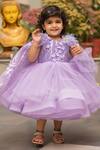 Lil Angels_Purple Net Embellished Sequin Work Ruffle Dress With Cape _Online_at_Aza_Fashions