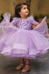 Buy_Lil Angels_Purple Net Embellished Sequin Work Ruffle Dress With Cape _Online_at_Aza_Fashions