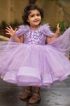 Shop_Lil Angels_Purple Net Embellished Sequin Work Ruffle Dress With Cape _Online_at_Aza_Fashions