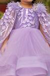 Lil Angels_Purple Net Embellished Sequin Work Ruffle Dress With Cape _at_Aza_Fashions