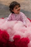Buy_Lil Angels_Pink Net, Denim Sequins, Embroidery Ruffle Gown _at_Aza_Fashions