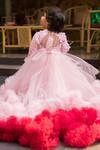 Shop_Lil Angels_Pink Net, Denim Sequins, Embroidery Ruffle Gown _at_Aza_Fashions