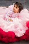 Lil Angels_Pink Net, Denim Sequins, Embroidery Ruffle Gown _Online_at_Aza_Fashions