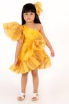 Shop_Lil Angels_Yellow Tiered Ruffle Dress _Online_at_Aza_Fashions