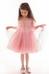 Shop_Pa:Paa_Pink Embroidered Dress For Girls_at_Aza_Fashions