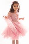 Pa:Paa_Pink Embroidered Dress For Girls_Online_at_Aza_Fashions