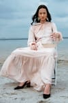 The Loom Art_Pink Cotton Silk Round Maxi Dress  _Online_at_Aza_Fashions