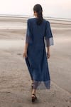 Shop_The Loom Art_Blue Handwoven Cotton Midi Dress_at_Aza_Fashions