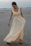 Buy The Loom Art Yellow Handwoven Cotton Silk Boat Maxi Dress at Aza Fashions Buy_The Loom Art_Yellow Handwoven Cotton Silk Boat Maxi Dress _at_Aza_Fashions