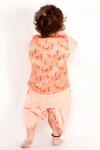 Shop_Little Bansi_Peach 100% Cotton Printed Animal Bundi And Kurta Set _at_Aza_Fashions