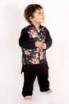 Buy_Little Bansi_Black Cotton Embroidery Floral Printed Bundi Set _Online_at_Aza_Fashions