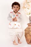 Buy_Little Bansi_White 100% Cotton Printed Animal Bundi And Kurta Set _at_Aza_Fashions