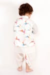 Shop_Little Bansi_White 100% Cotton Printed Animal Bundi And Kurta Set _at_Aza_Fashions