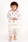 Little Bansi_White 100% Cotton Printed Animal Bundi And Kurta Set _Online_at_Aza_Fashions