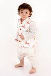 Buy_Little Bansi_White 100% Cotton Printed Animal Bundi And Kurta Set _Online_at_Aza_Fashions