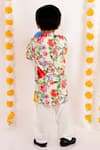 Shop_Little Bansi_Beige 50% Cotton Silk Printed Floral Kurta Set _at_Aza_Fashions