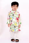 Buy_Little Bansi_Green 50% Cotton Silk Printed Floral Kurta Set _Online_at_Aza_Fashions